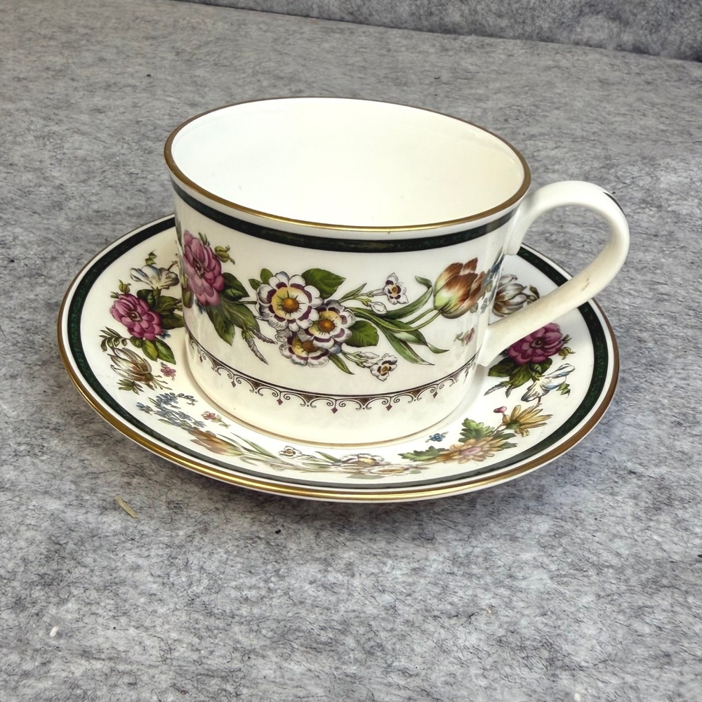 Spode Tapestry Tea Cup and Saucer Set Fine Bone China Floral Y8582-U England